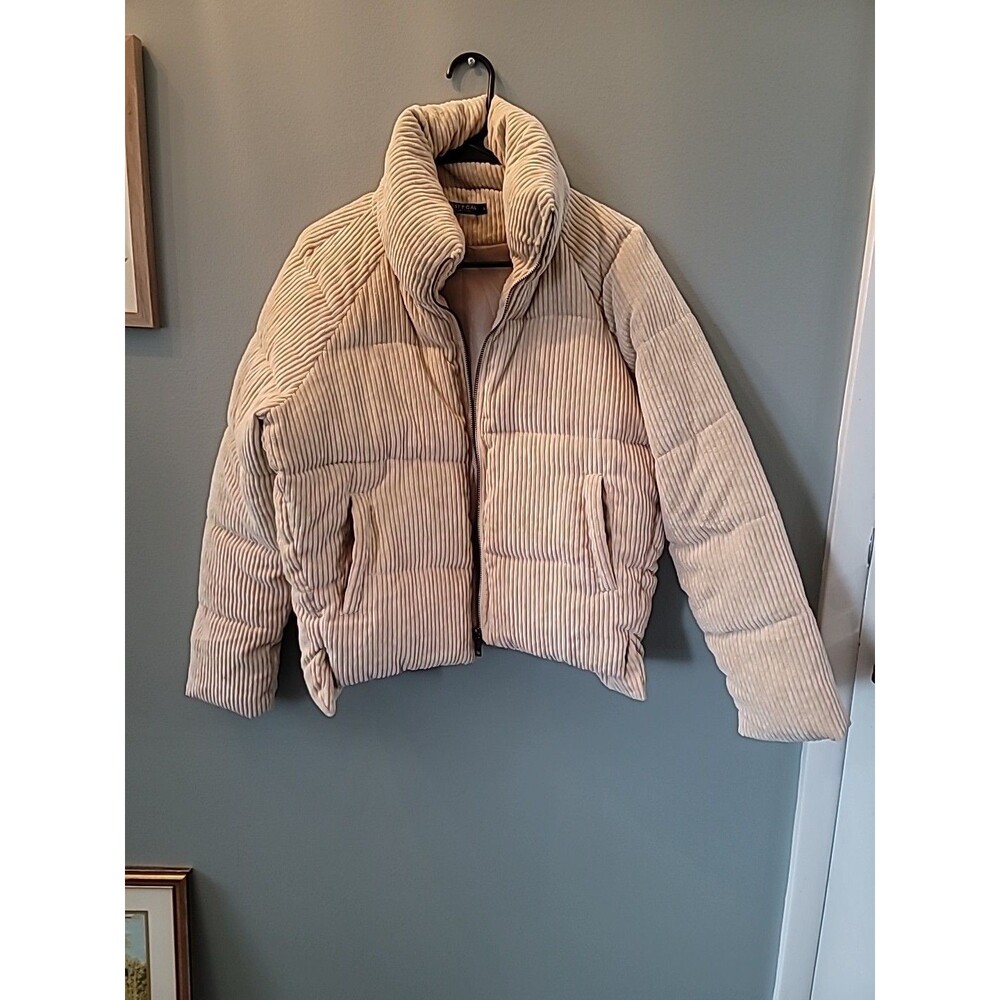 Nastygal Corduroy Womens Puff Jacket Size Large Cream Colored